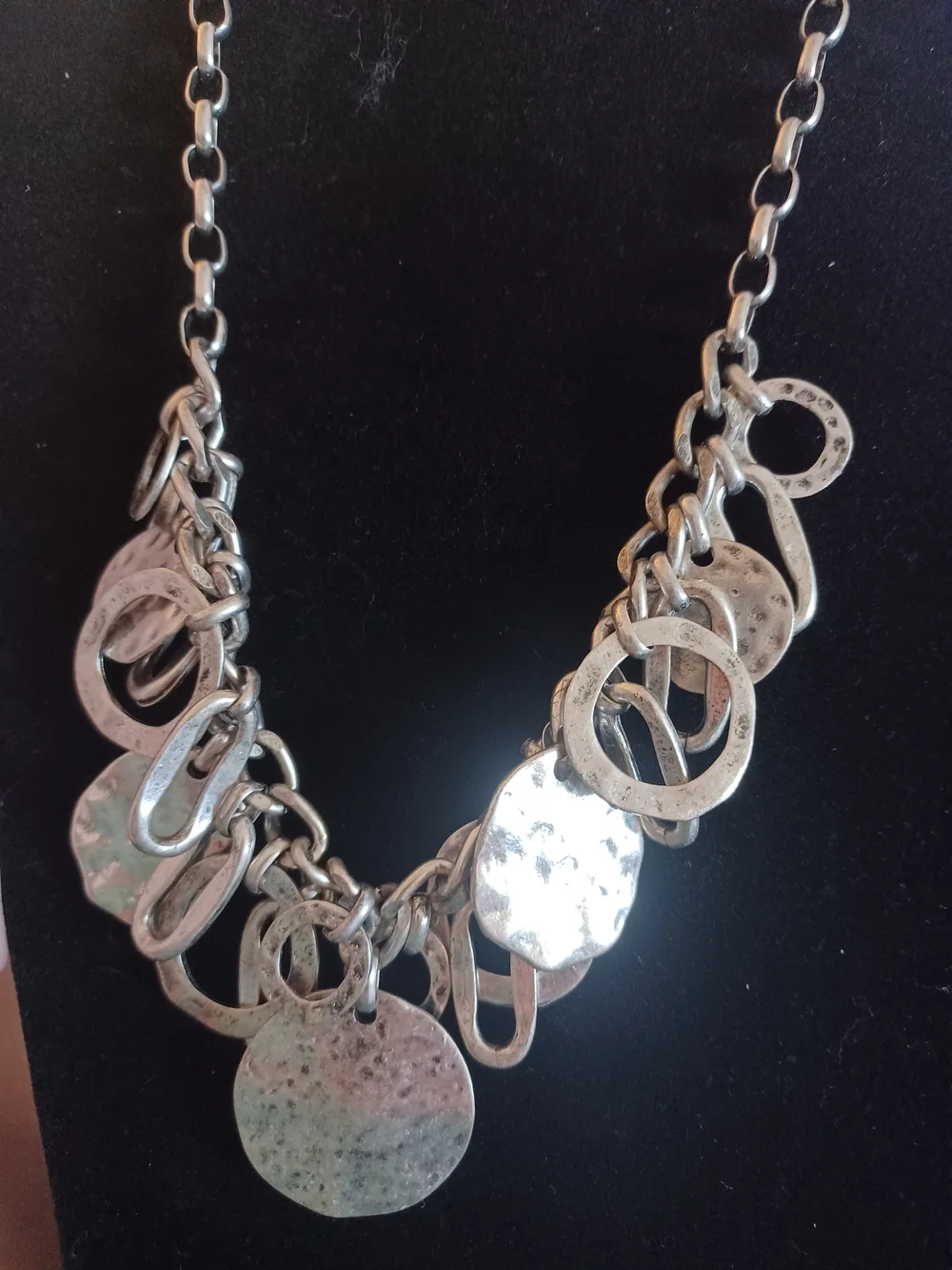 Ruby Rd. Silver-Tone Hammered Disc Charm Necklace - Women Jewelry